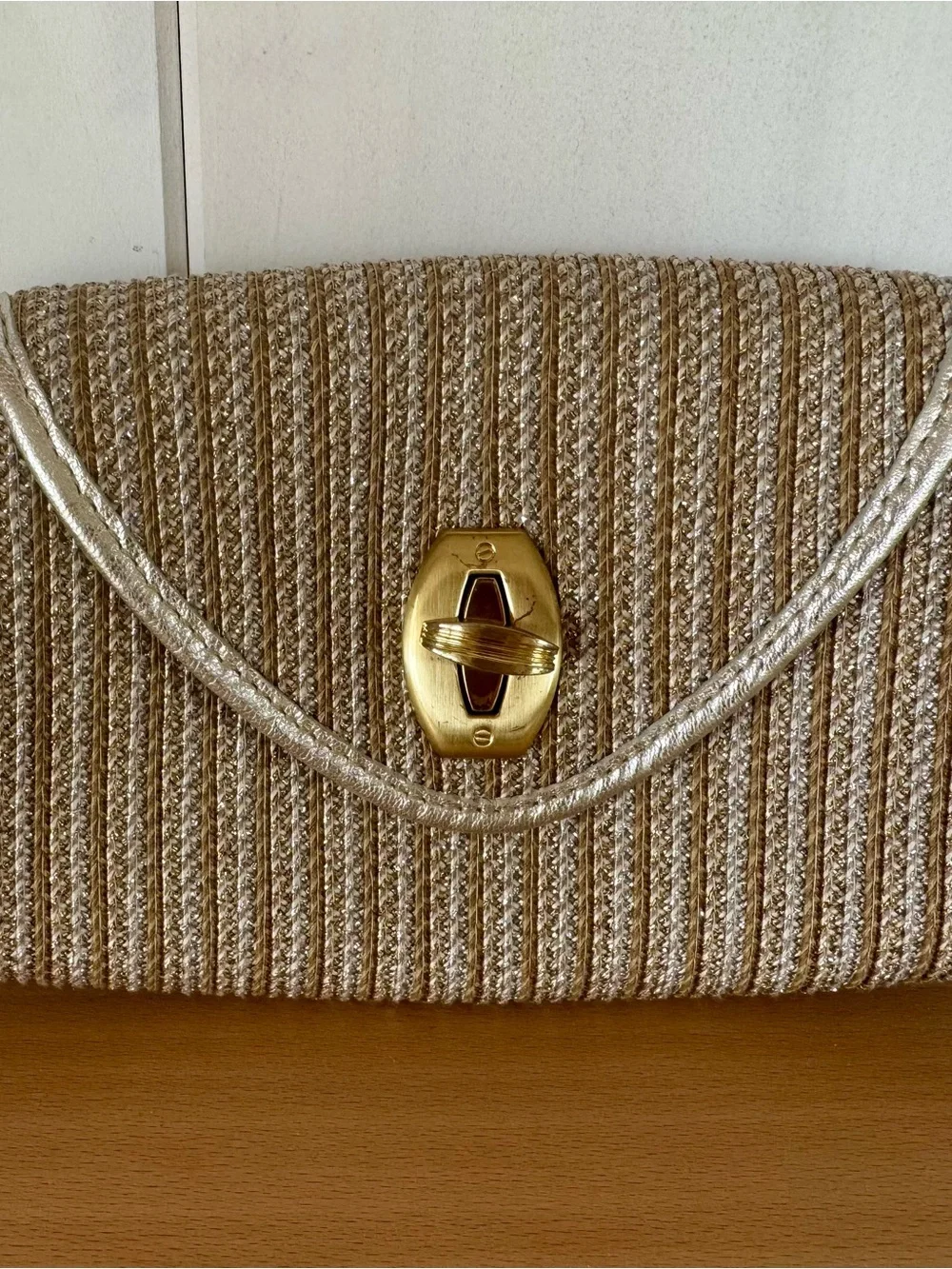 Eric Javits Elegant Metallic Gold Evening Clutch
